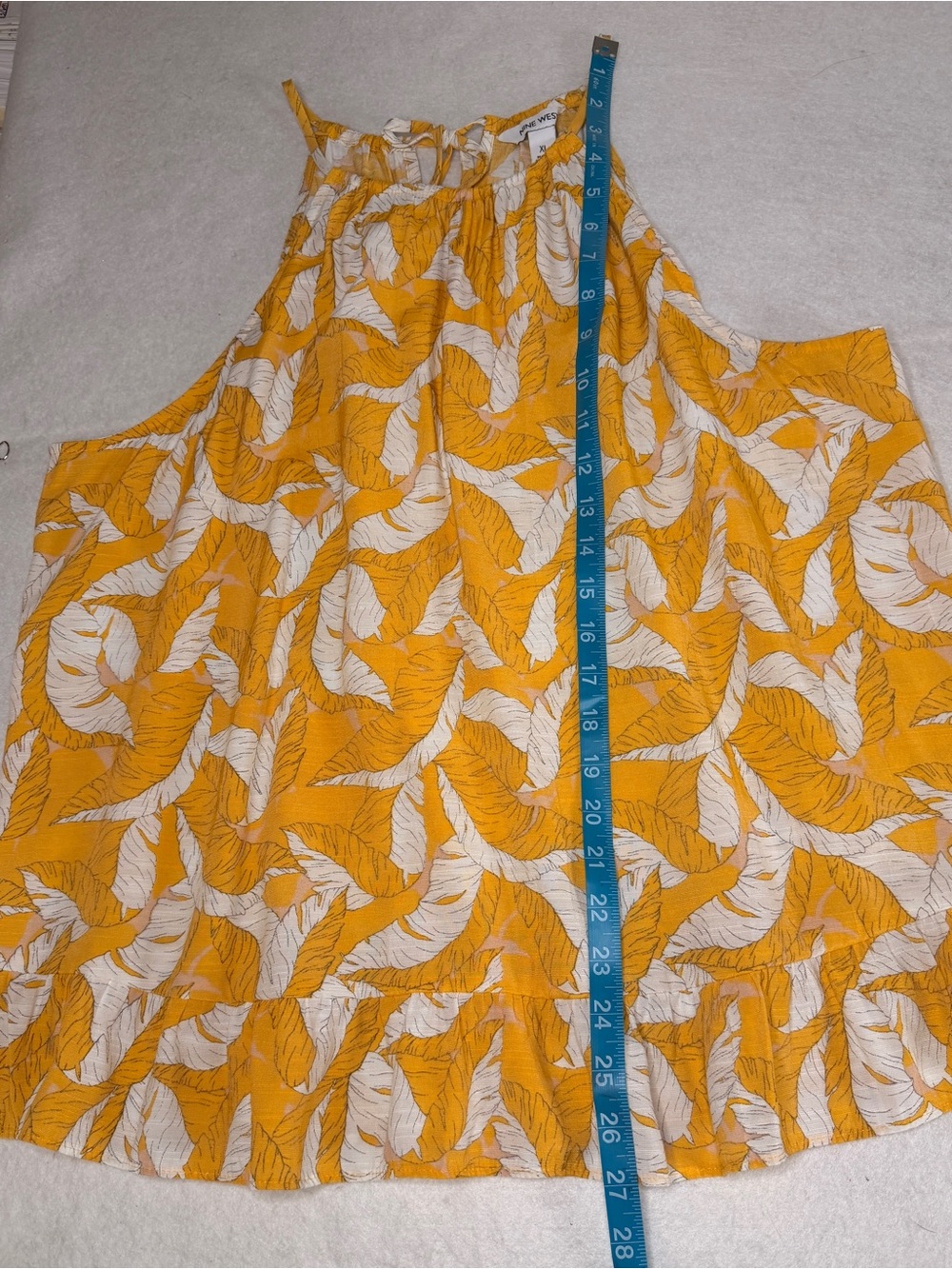 Nine West Mustard Yellow Tropical Leaf Print Halter Top Sz XL - Picture 5 of 7